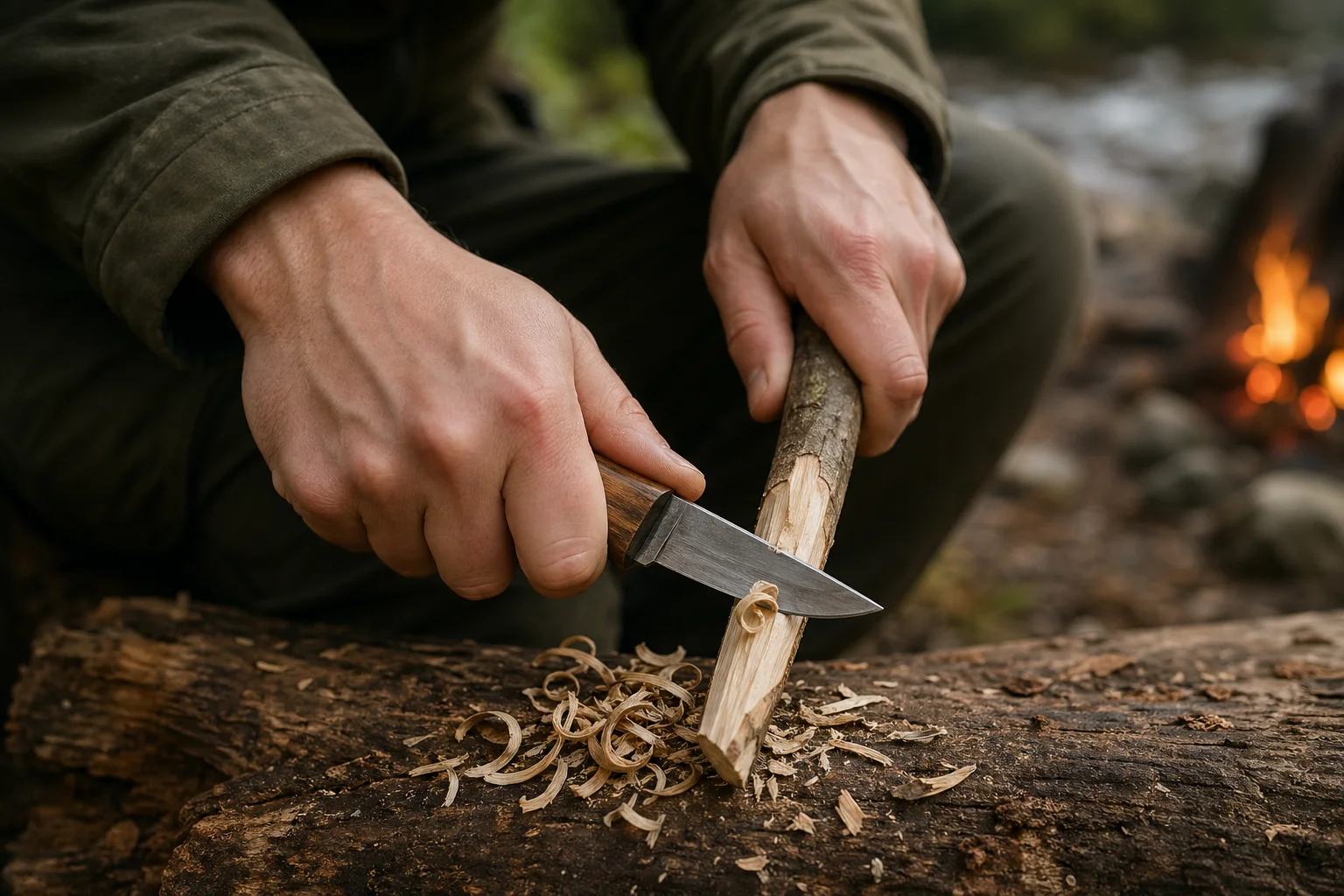 Sculpture de bois au couteau de camp