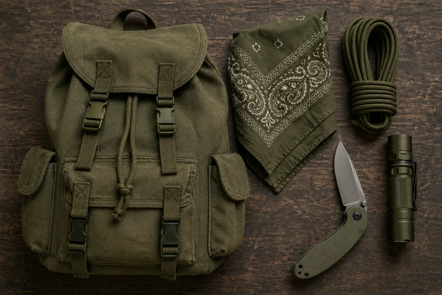 Kit militaire olive sur toile