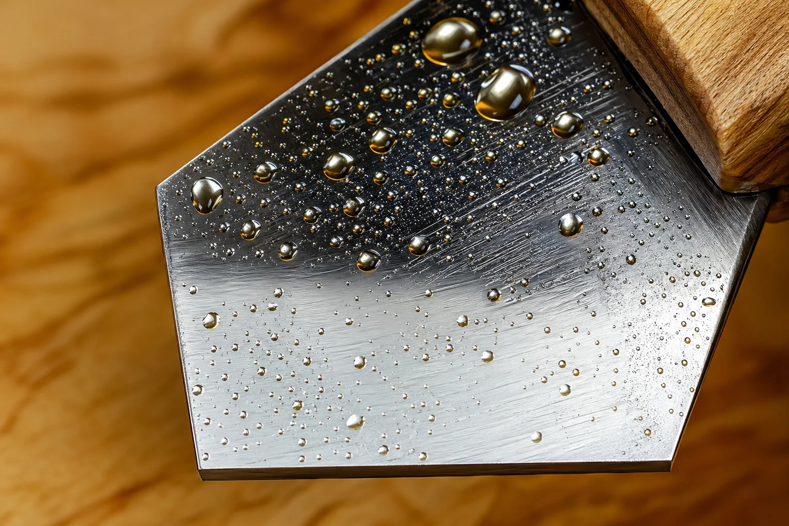 Macro lame huilée sur bois