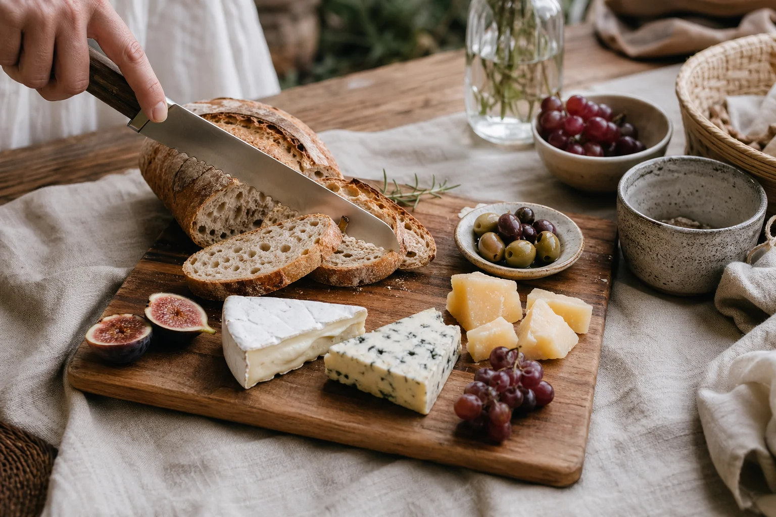 Table campagnarde pain et fromage