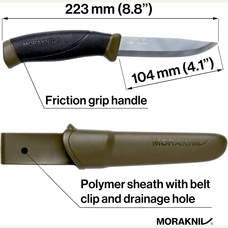 Mora Companion MG noir et kaki, lame 10,5 cm avec fourreau