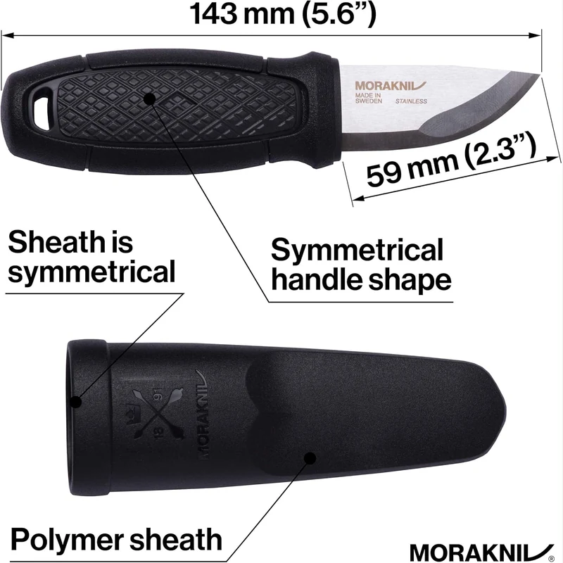 Morakniv Eldris noir, mini couteau de cou avec fourreau rigide